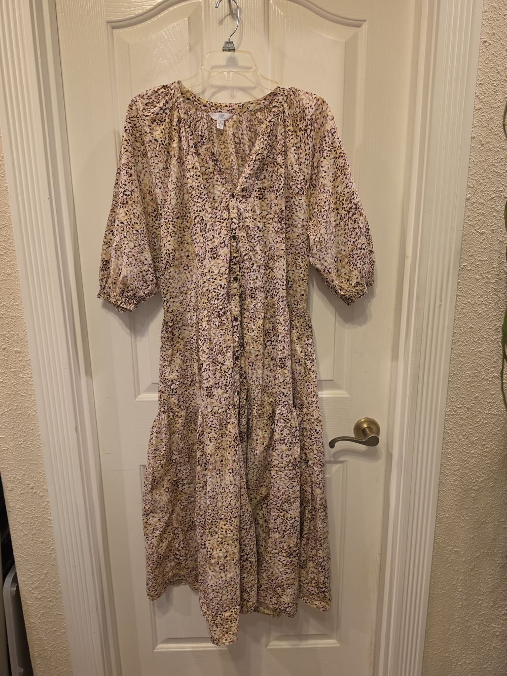 AND Pink Floral Tiered Midi Dress with Buttons